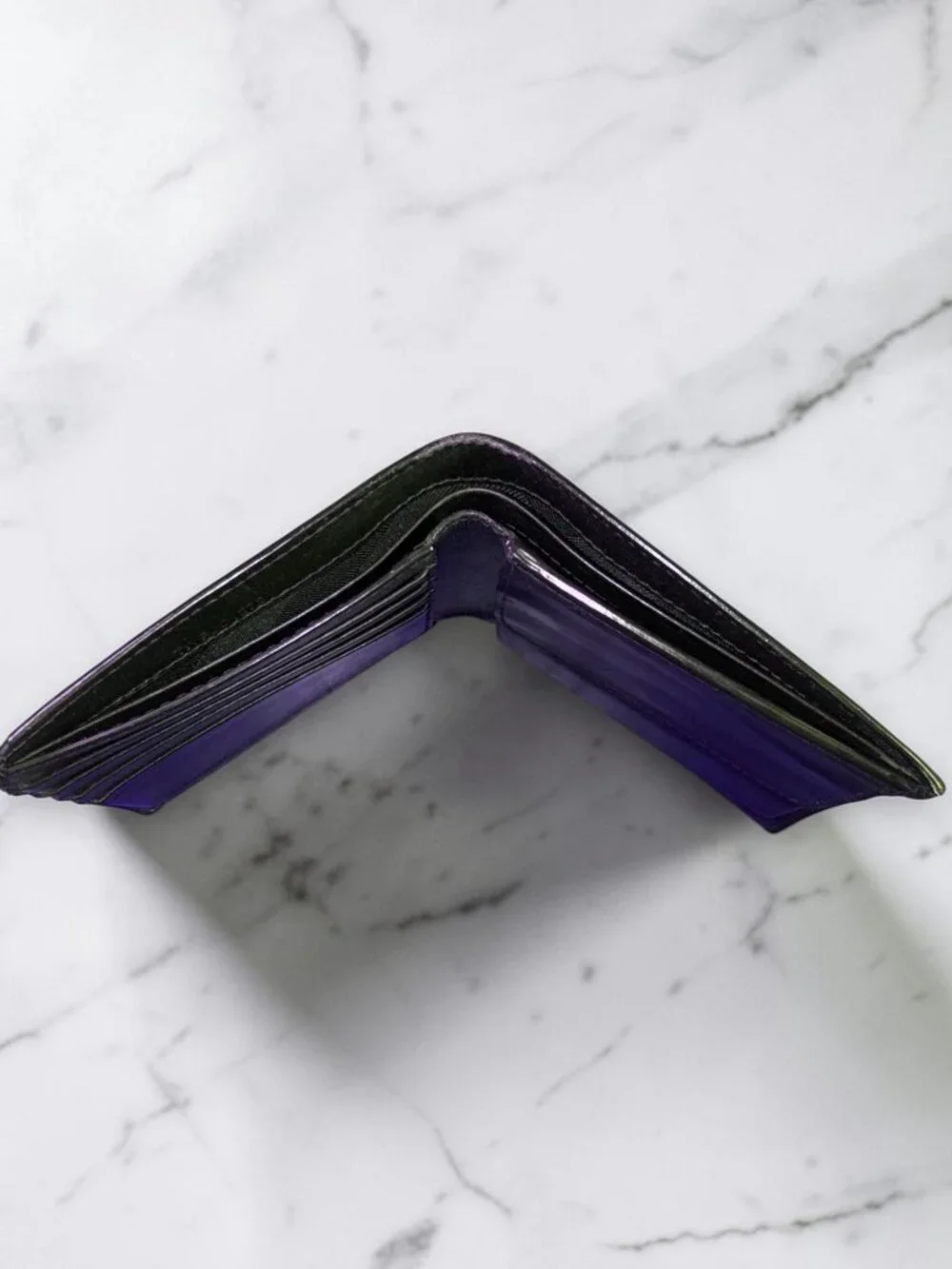 Burberry Mens Vintage Black Leather Bifold Wallet with Coin Pocket and COA